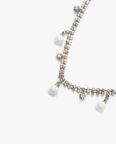  CECI - Vòng cổ nữ dạng chuỗi pha lê đôi phối ngọc tròn sáng bóng 