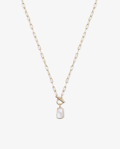  CECI - Vòng cổ nữ chuỗi xích lớn phối mặt ngọc thời trang 