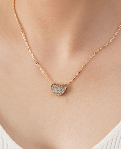  CECI - Vòng cổ nữ chuỗi xích mảnh phối mặt trái tim đính đá 