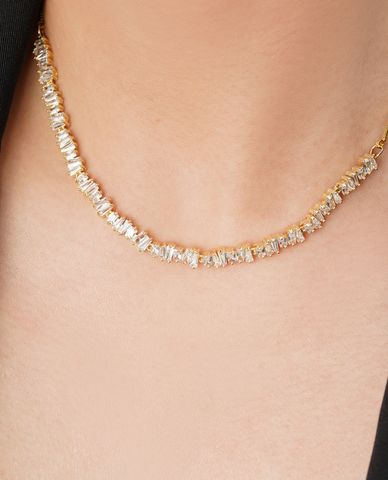  CECI - Vòng cổ nữ bản mảnh phối mặt chuỗi đá sang trọng 