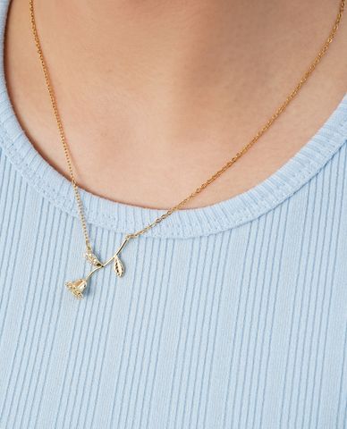  CECI - Vòng cổ nữ bản mảnh phối mặt nhánh hồng sang trọng 