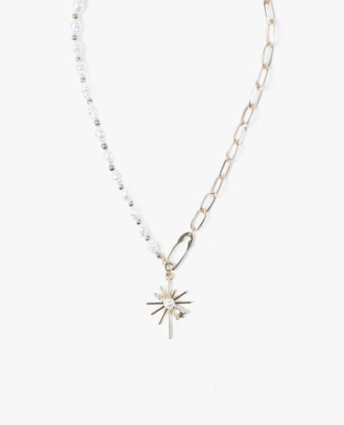  CECI - Vòng cổ nữ dạng chuỗi xích phối chuỗi ngọc độc đáo 