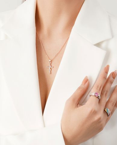  CECI - Vòng cổ nữ dạng chuỗi xích nhỏ phối mặt thánh giá 