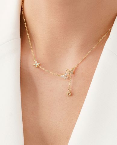  CECI - Vòng cổ nữ chuỗi xích mảnh phối mặt cánh bướm 
