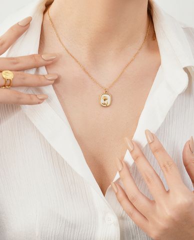  CECI - Vòng cổ nữ mắt xích phối mặt hình hoa hồng 