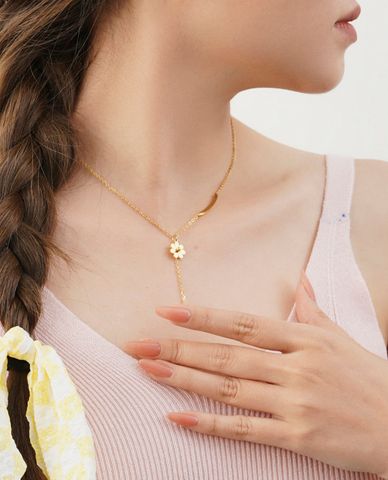  CECI - Vòng cổ nữ chuỗi xích mảnh phối mặt bông hoa 