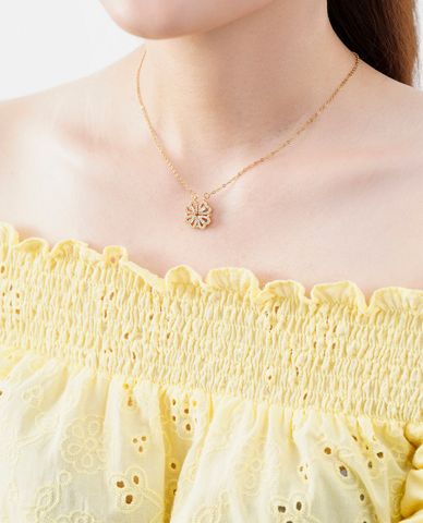  CECI - Vòng cổ nữ bản nhỏ phối mặt hình cỏ 4 lá 