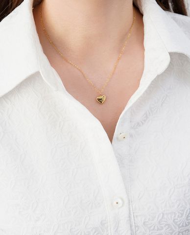  CECI - Vòng cổ nữ dây xích cổ điển phối mặt trái tim 