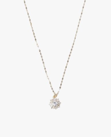  CECI - Vòng cổ nữ mắt xích nhỏ phối mặt hoa đính đá 