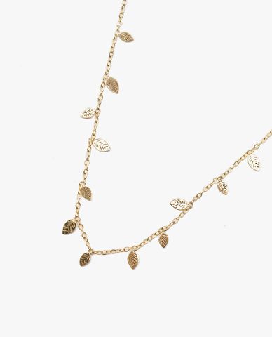  CECI - Vòng cổ nữ chuỗi xích phối mặt hình chiếc lá mảnh nữ tính 