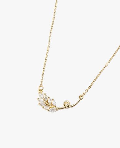  CECI - Vòng cổ nữ chuỗi xích phối mặt chiếc lá đính đá sang trọng 