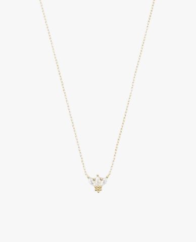  CECI - Vòng cổ nữ chuỗi xích phối mặt đá nữ tính 