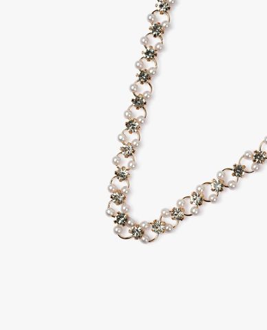  CECI - Vòng cổ mắc xích bản mảnh kết hợp đính đá lấp lánh 