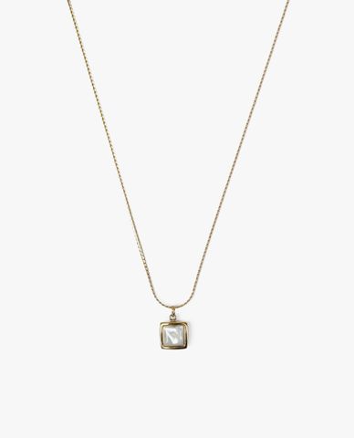  CECI - Vòng cổ bản mảnh phối mặt vuông ẩn xà cừ sang trọng 