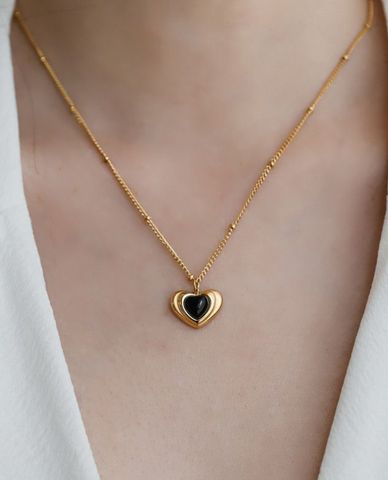  CECI - Vòng cổ bản mảnh phối mặt trái tim đôi trẻ trung 