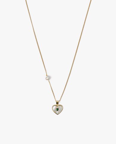  CECI - Vòng cổ bản mảnh phối mặt trái tim ẩn đá ấn tượng 