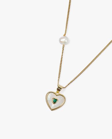  CECI - Vòng cổ bản mảnh phối mặt trái tim ẩn đá ấn tượng 