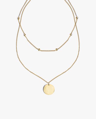  CECI - Dây chuyền nữ hai tầng phối mặt tròn thời trang 