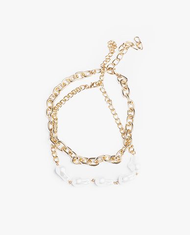  CECI - Dây chuyền nữ hai tầng dạng chuỗi xích phối ngọc trai thời trang 