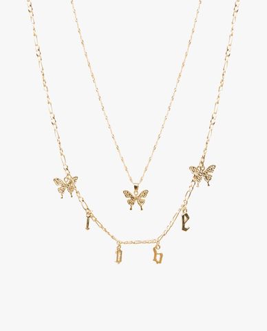  CECI - Vòng cổ nữ hai tầng phối mặt cánh bướm 