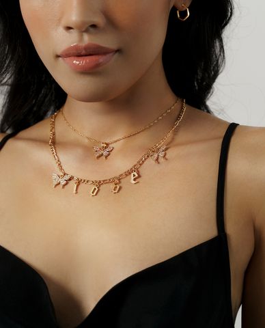  CECI - Vòng cổ nữ hai tầng phối mặt cánh bướm 