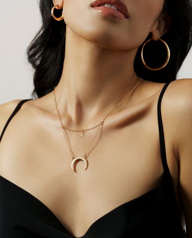  CECI - Dây chuyền nữ mắt xích mặt trăng khuyết cá tính 