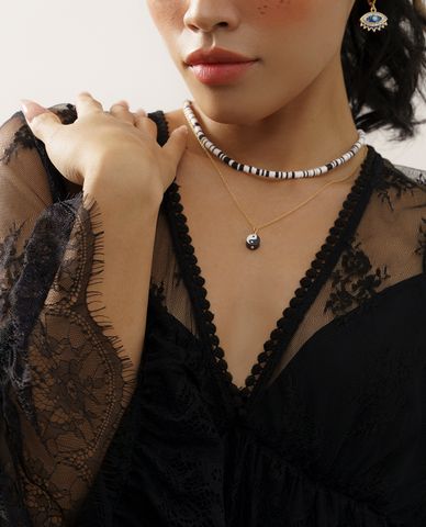  CECI - Dây chuyền nữ hai tầng phối mặt hình bát quái 