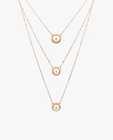  CECI - Dây chuyền nữ 3 tầng chuỗi xích nhuyễn phối mặt tròn sang trọng 