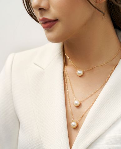  CECI - Dây chuyền nữ 3 tầng chuỗi xích nhuyễn phối mặt tròn sang trọng 