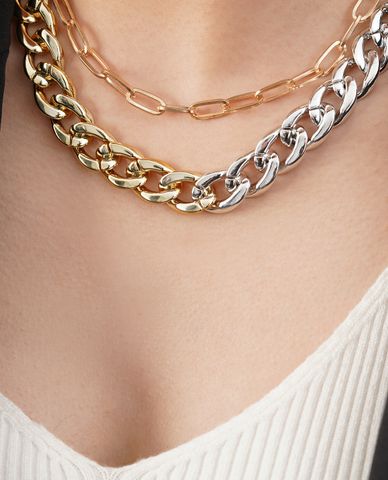  CECI - Set 2 vòng cổ nữ dạng chuỗi xích lớn đeo layer cá tính 