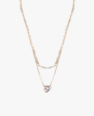  CECI - Vòng cổ nữ hai tầng phối mặt trái tim xinh xắn 