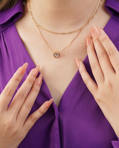  CECI - Vòng cổ nữ hai tầng phối mặt trái tim xinh xắn 
