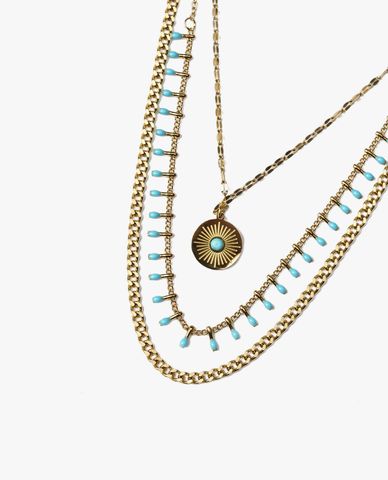  CECI - Vòng cổ nữ ba tầng mắt xích cá tính 