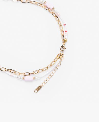  CECI - Vòng cổ nữ mắt xích mảnh phối mặt chữ đính đá 