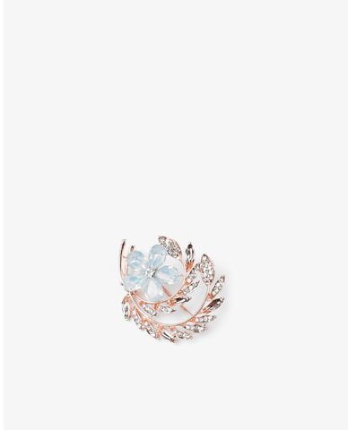  CECI - Ghim cài áo nữ hình hoa lá đính đá lấp lánh 