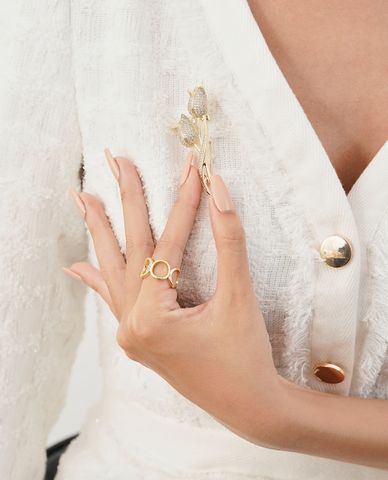  CECI - Ghim cài áo nữ hình hoa hồng đính đá sang trọng 