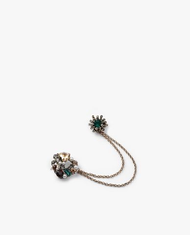  CECI - Ghim cài áo nữ dạng chuỗi xích phối đính đá thời trang 