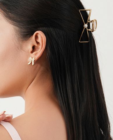  CECI - Kẹp tóc nữ hình chiếc nơ đính ngọc trai sang trọng 