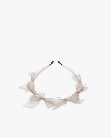  CECI - Băng đô cài tóc nữ ngọc trai thắt nơ nữ tính 