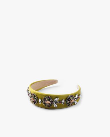  CECI - Băng đô cài tóc nữ bản dày bọc vải đính đá lấp lánh 