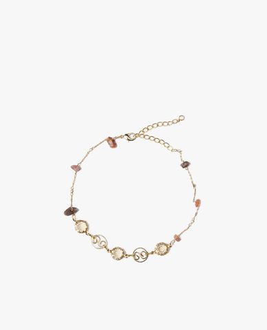  CECI - Lắc chân nữ mắt xích nhỏ phối đá đơn giản 