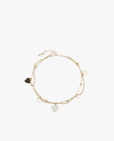  CECI - Lắc chân nữ hai vòng phối mặt hình trái tim nữ tính 