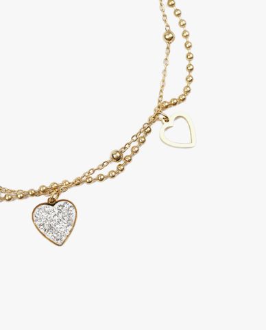  CECI - Lắc chân nữ hai vòng phối mặt hình trái tim nữ tính 