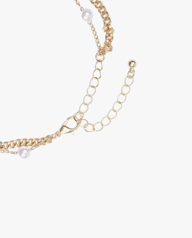  CECI - Lắc chân nữ mắc xích hai vòng đính ngọc trai 