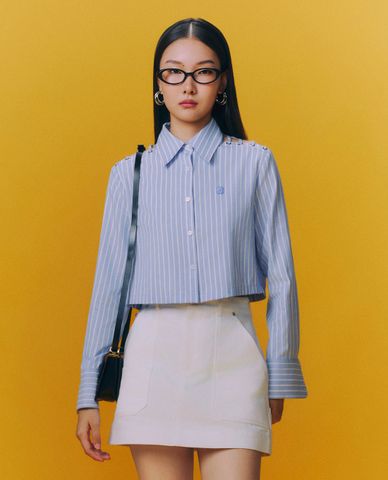  GIGI - Áo sơ mi croptop cổ bẻ tay dài hiện đại 