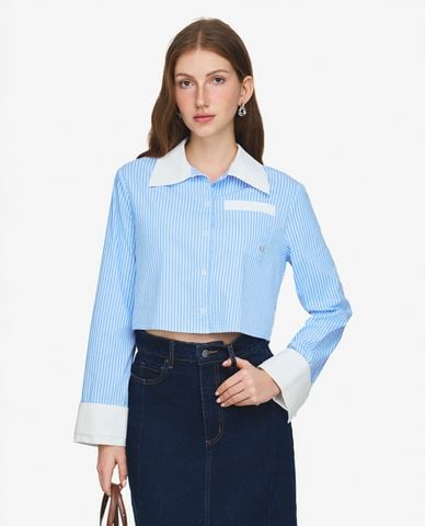  GIGI - Áo sơ mi nữ cổ bẻ tay dài phom croptop 