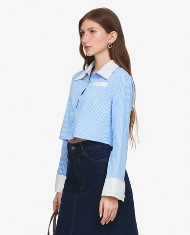  GIGI - Áo sơ mi nữ cổ bẻ tay dài phom croptop 