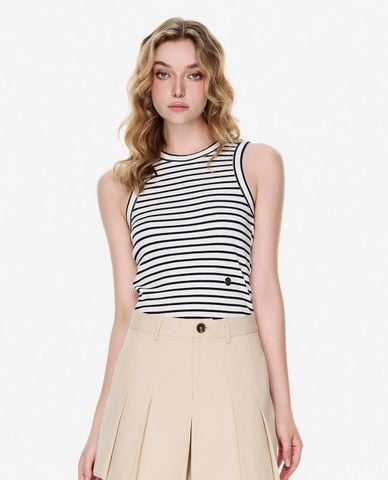  GIGI - Áo ba lỗ nữ cổ tròn phối sọc hiện đại 