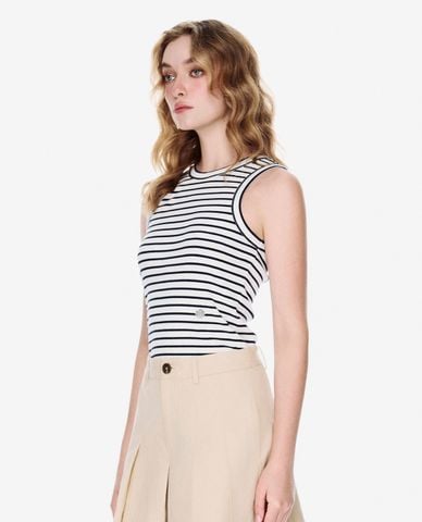  GIGI - Áo ba lỗ nữ cổ tròn phối sọc hiện đại 