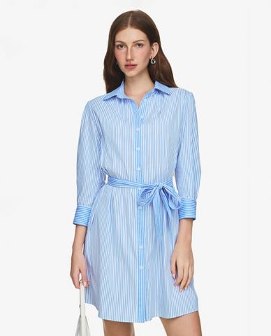  GIGI - Đầm sơ mi mini cổ bẻ tay dài phối thắt lưng 